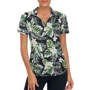 Women's Short Sleeve Golf Shirts 1/4 Zip Up Loose Yoga Running Workout Tops